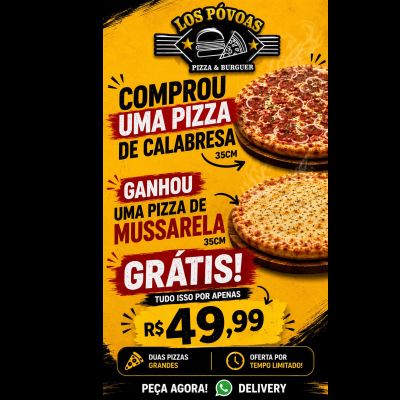 Pizza 35cm em Dobro Calabresa + Mussarela